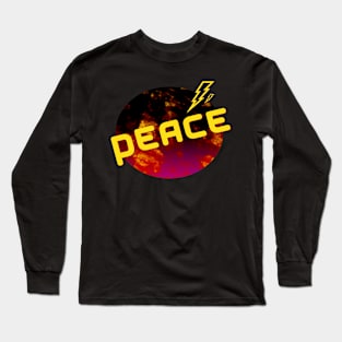 Peace on  a gold  Moon  With yellow  lightning bolt T-Shirt Long Sleeve T-Shirt